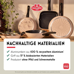 Ledro Bratpfanne, 24 cm, Aluminium, induktionsgeeignet, Antihaft-Keramikbeschichtung, Thermopoint, Made in Italy, beige Töpfe und Pfannen Naty Shop