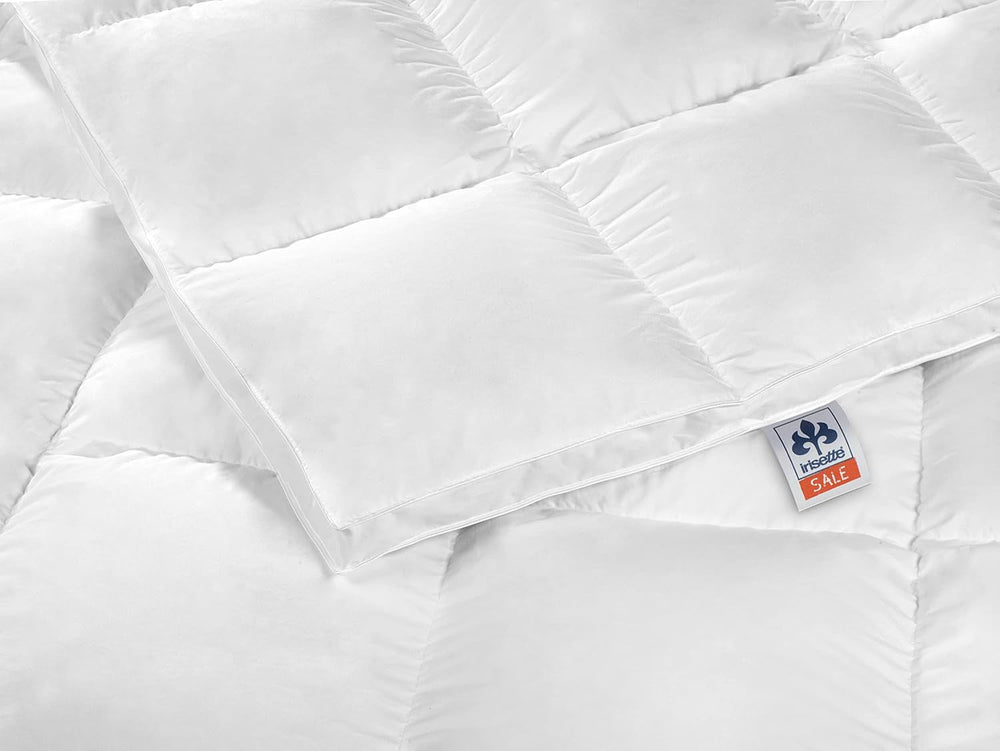 Irisette Nora Daunendecke Leichte Sommerdecke mit 100 % Baumwollbezug, 100 % Daunenfüllung der Klasse I, 135 x 200 cm, Öko-Tex-zertifiziert, hergestellt nach dem deutschen Qualitätsstandard Naty Shop Extra warme Bettdecken und Steppdecken 200 x 200 cm