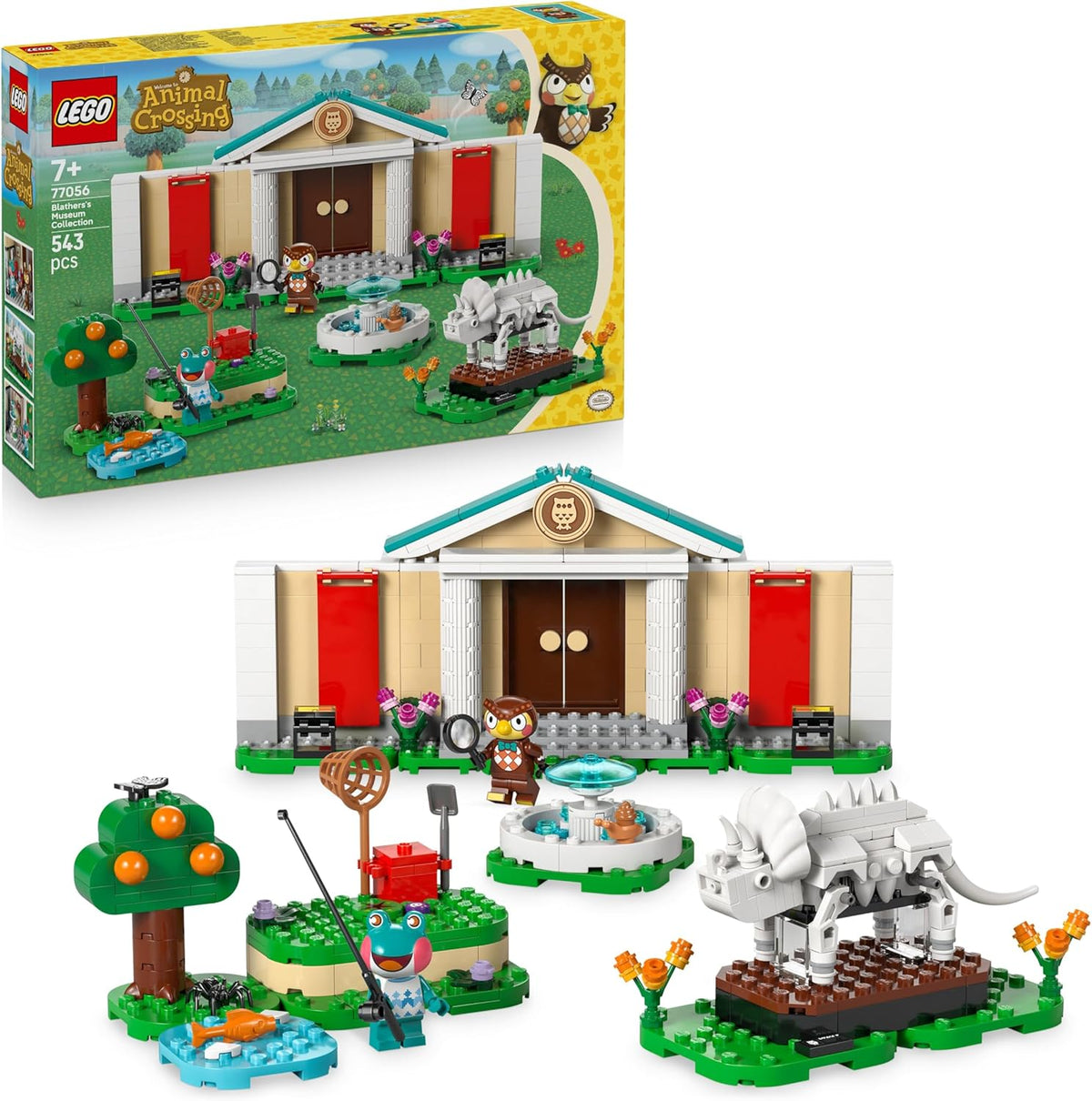 LEGO Animal Crossing – Eugens Museumssammlung – Interaktives Spielset mit Eugen & Liliane Minifiguren, Dinosaurierfossilien & Zubehör – Gamer Geschenk für Mädchen & Jungen ab 7 Jahren – 77056
