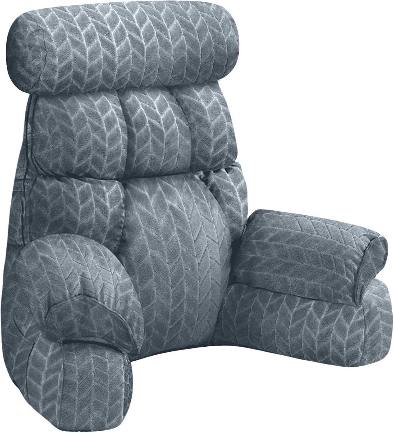 Pernă de citit pentru pat și canapea, pernă de spate pentru pat, pernă de citit cu spătar pentru adulți, confortabilă pentru a sta, a citi și a viziona televizorul pe podea sau pe canapea (Gri închis, 65 * 30cm)