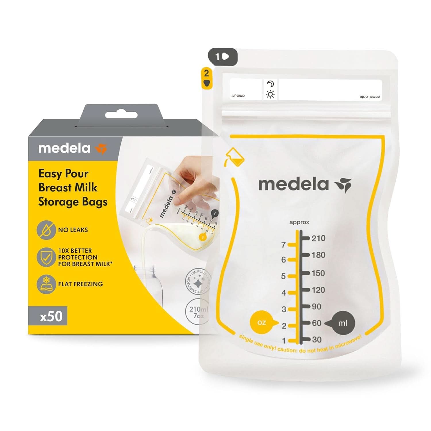 Medela Easy Pour Muttermilchbeutel Zum Einfachen Ausgießen, 100 Stück, 210 ml, Auslaufsichere Einweg-Muttermilchbeutel Mit Überlaufschutz, Stillhelfer Accessories Food and Breastfeeding Baby Naty Shop 50
