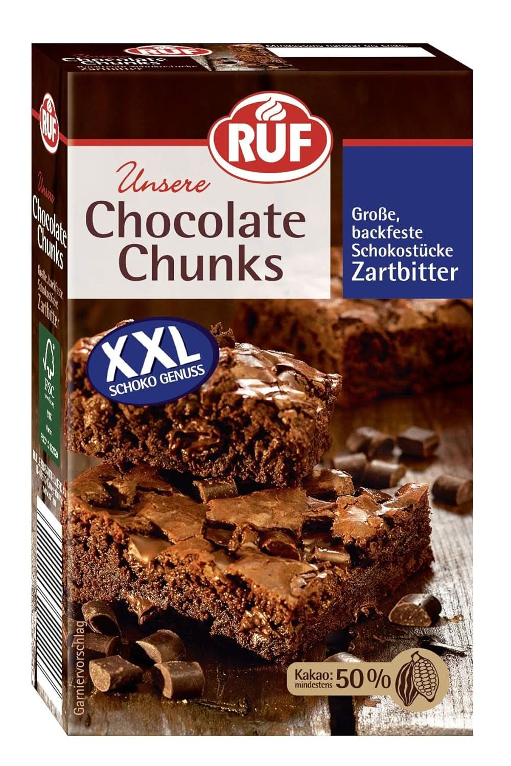 RUF, XXL-Dark Chocolate Drops zum Backen, vegan, glutenfrei, 100 Gramm Glasuren und Dekor Naty Shop Dark Chocolate