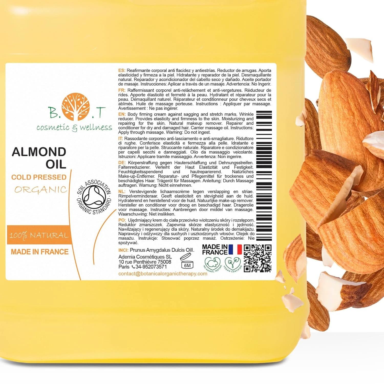 Reines BIO-Mandelöl, kaltgepresst, natürlich, 250 ml Kosmetik und Schönheit Naty Shop