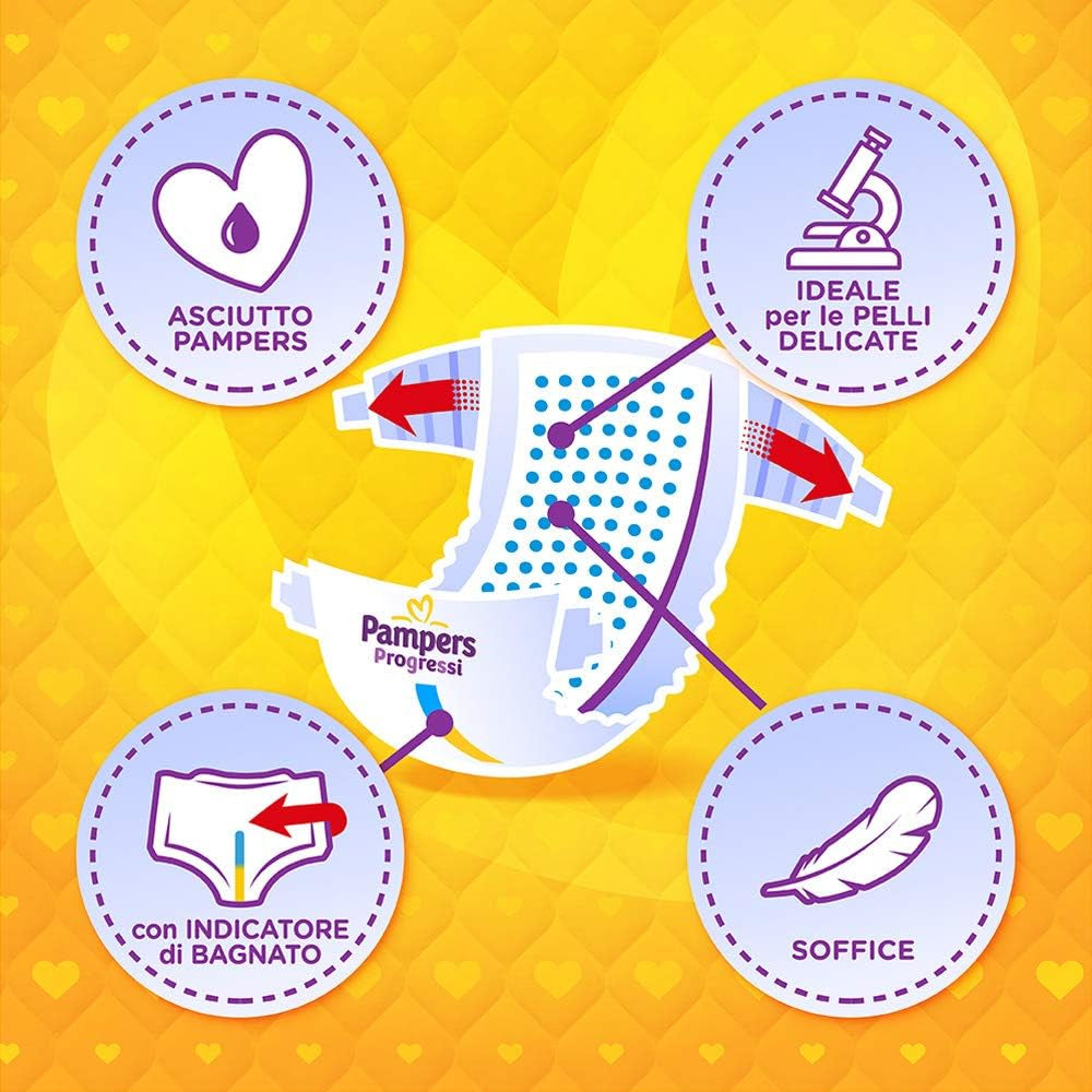 Pampers Progressi & Fit Prime Midi Windeln, Kurzformat, 162 Windeln, Größe 3 (4-9 kg), Online-Mitgliedschaft im Fitnessstudio für 1 Monat als Geschenk