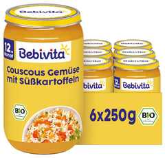 Mahlzeiten ab 12 Monaten: Couscous und Gemüse mit Süßkartoffeln, 250g, 6er Pack (6 x 250g)