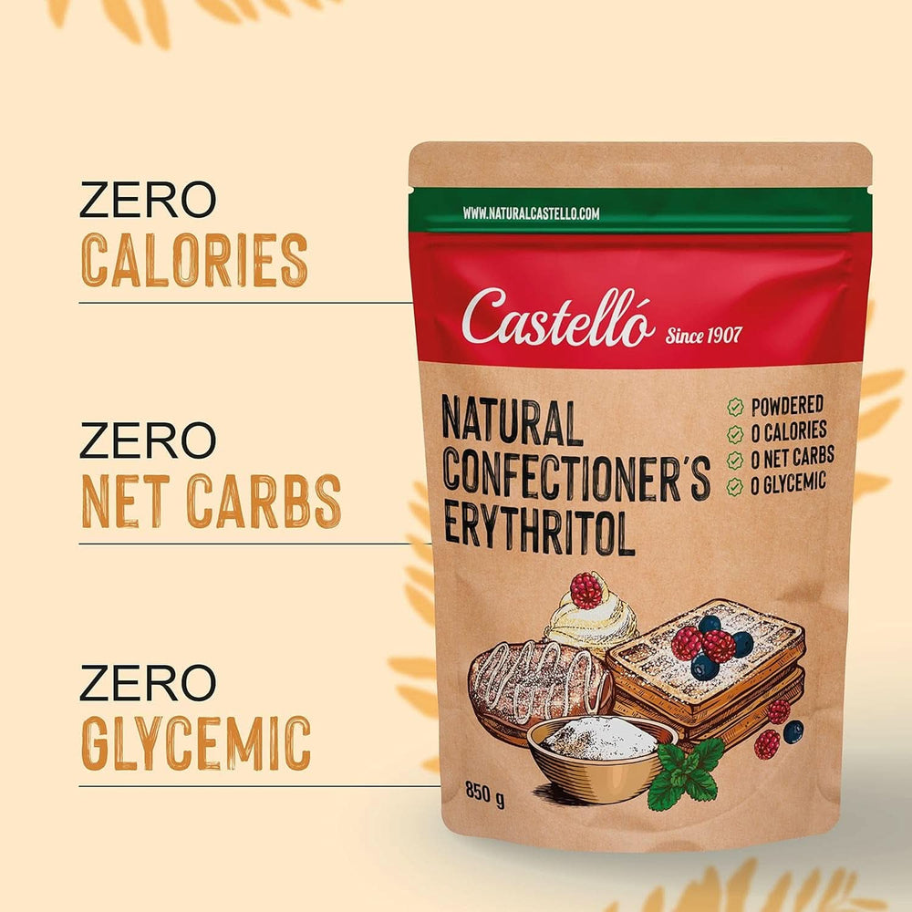 Natürliches Erythrit – Puderzucker | 10G = 7G Zucker, 850 Gramm Süßstoffe Naty Shop