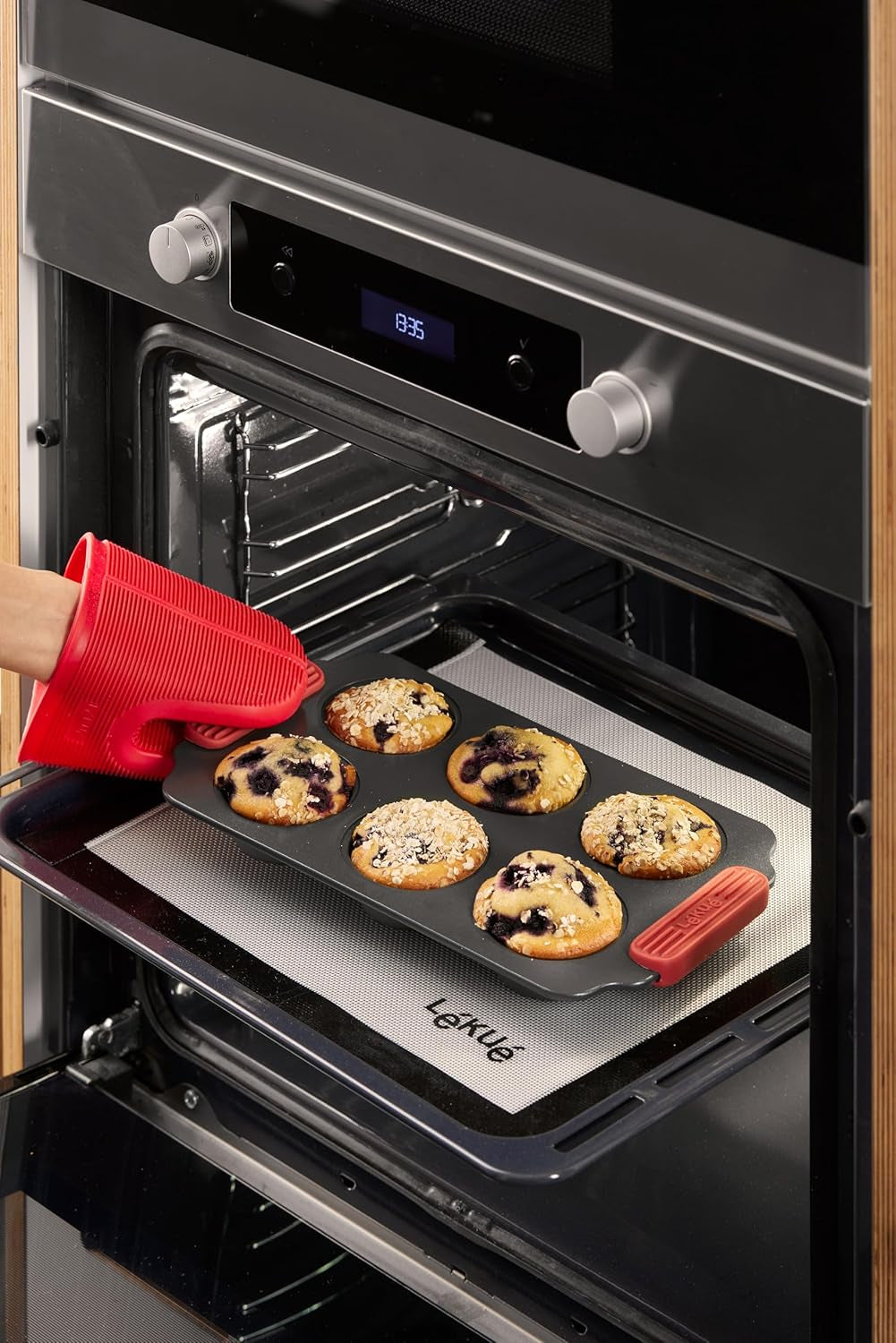 Lékué Muffin-Backform, Antihaftbeschichtet, Metall, 6 Mulden Matrite si tavi pentru copt Naty Shop