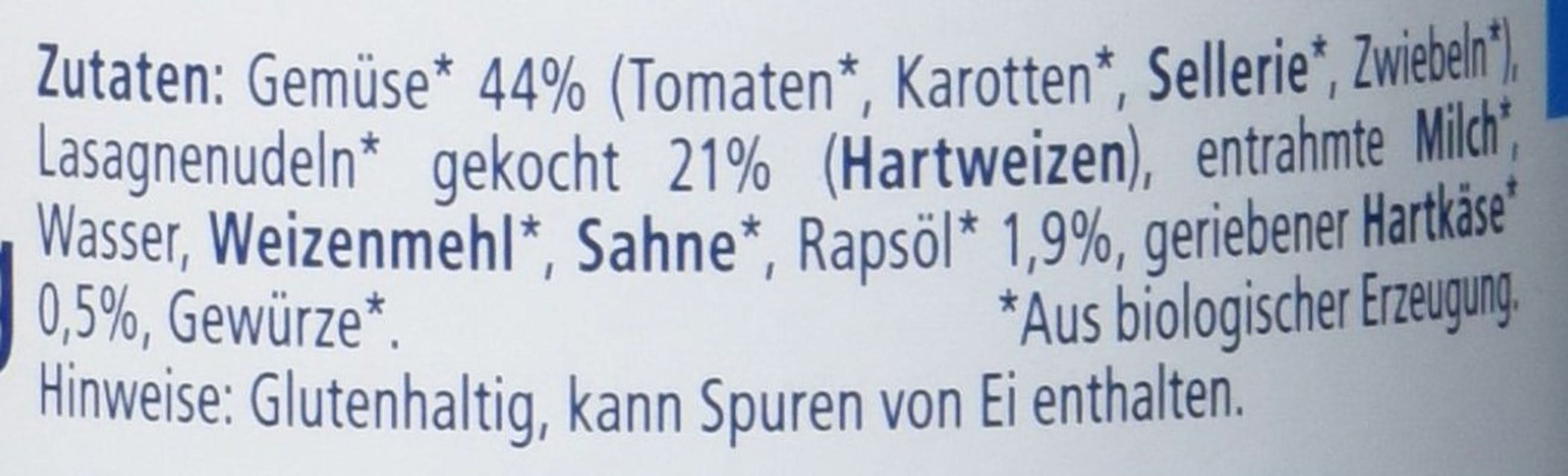 Hipp Pasta Bambini - Lasagne mit Gemüse, 6er Pack (6 x 220 g) Mutter und Kind Naty Shop