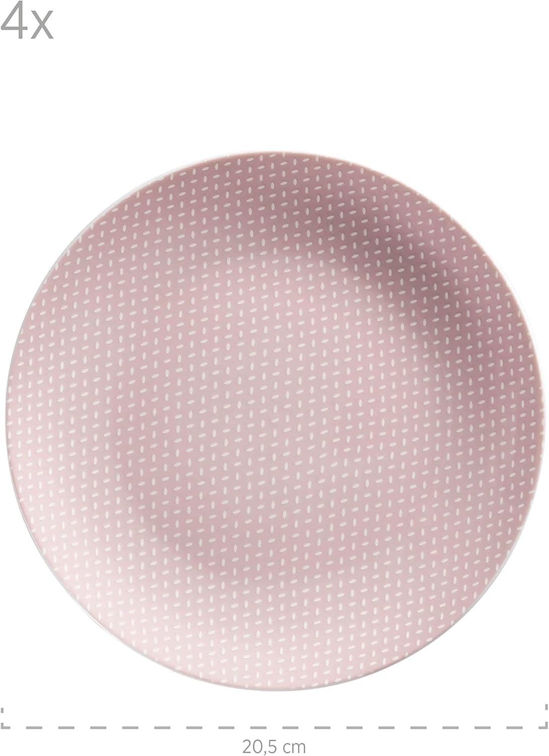 MÄSER Kitchen Time II, Set de veselă pentru 4 persoane, Serviciu combinat cu 16 piese în culori pastelate cu model subtil, Porțelan, Roz