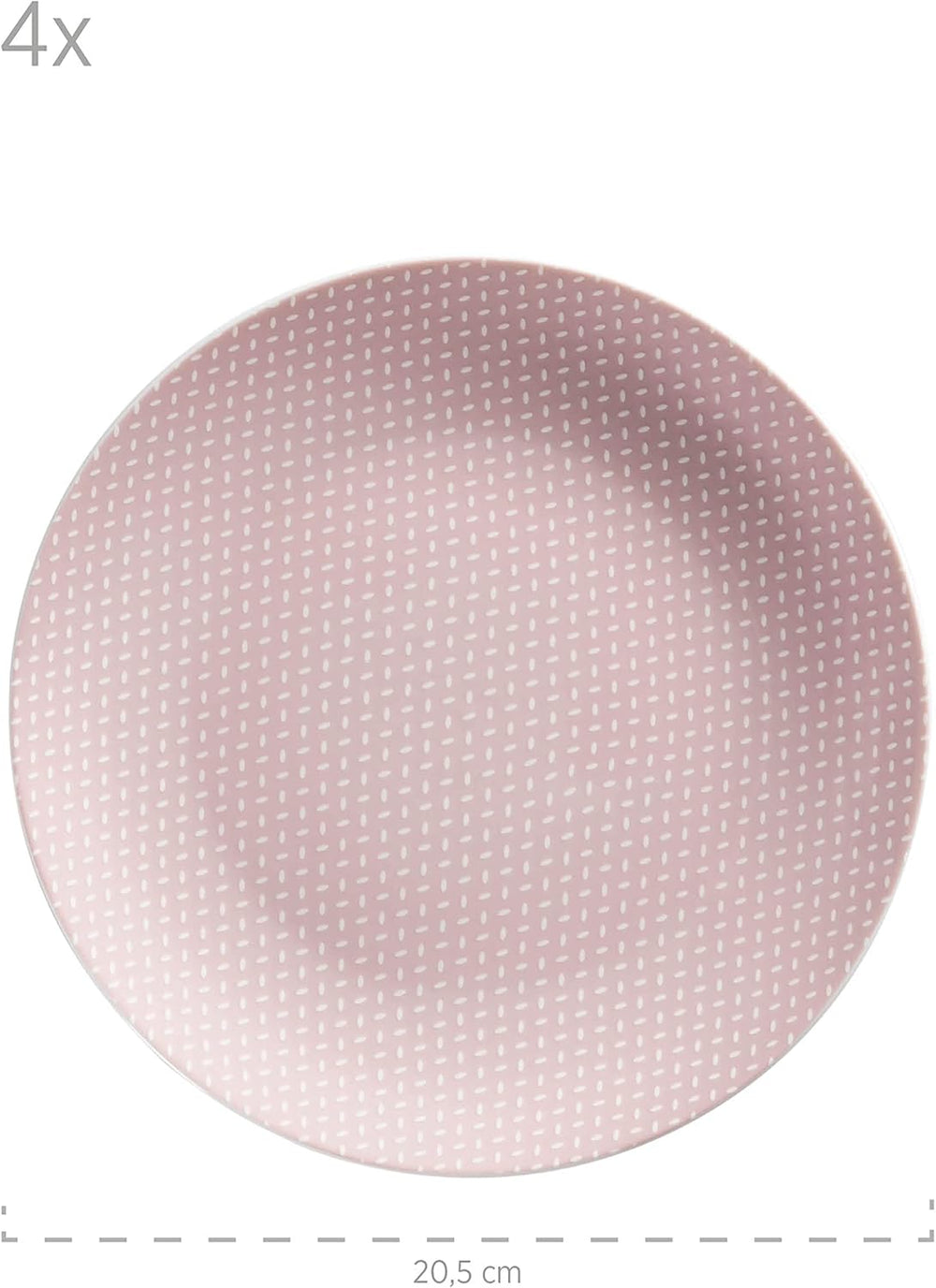 MÄSER Kitchen Time II, Set de veselă pentru 4 persoane, Serviciu combinat cu 16 piese în culori pastelate cu model subtil, Porțelan, Roz