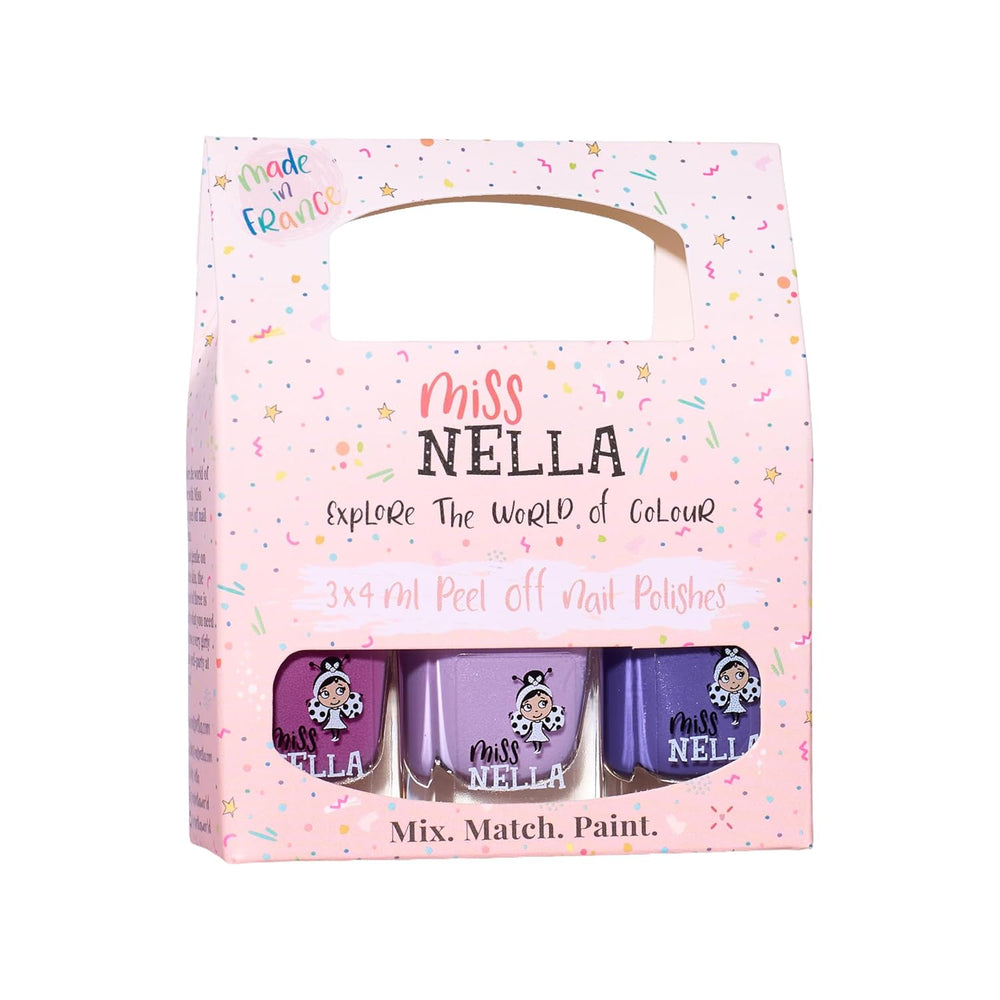 Miss Nella Magic Collection 4-teiliges Glitzer-Nagellack-Set: Rosa, Rot, Gold und Blau, spezieller entfernbarer Nagellack für Kinder, ungiftig, auf Wasserbasis, geruchlos