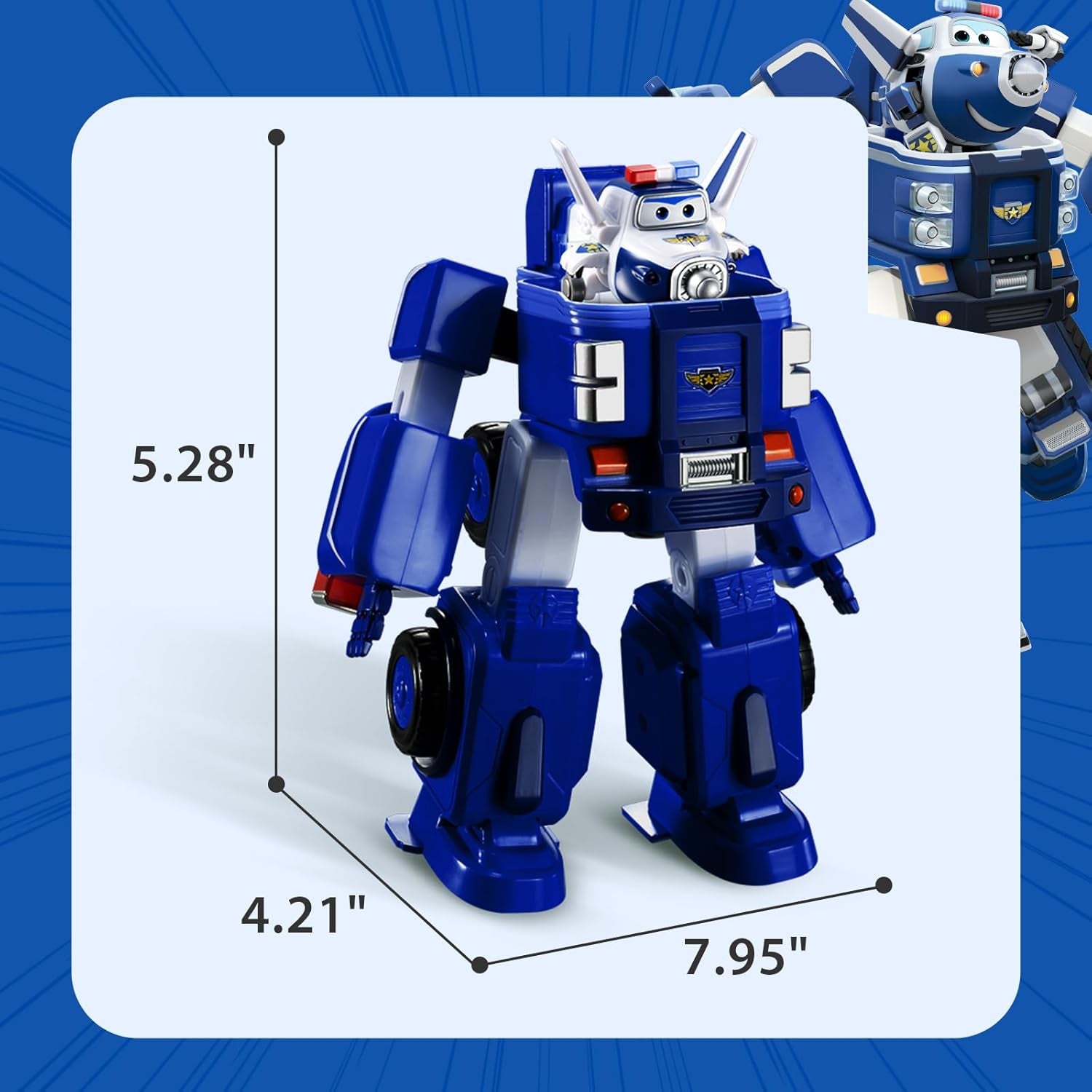 SUPER WINGS – WANDELBARES ROBOTERFAHRZEUG „PAUL’S CRUISER“ 18 cm + 1 FIGUR 5 cm – Transform-A-Bots Spielzeugauto und Flugzeug aus der Zeichentrickserie – Spielzeug für Kinder ab 3 Jahren. Actionfiguren Naty Shop