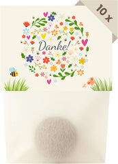 Danke Blumensamen Als Gastgeschenk (10Er Set Samenbomben) - Kleine Dankeschön Geschenke Als Mitgebsel - Blumenmurmeln Als Kleinigkeit Für Kollegen, Kinder Und Erwachsene