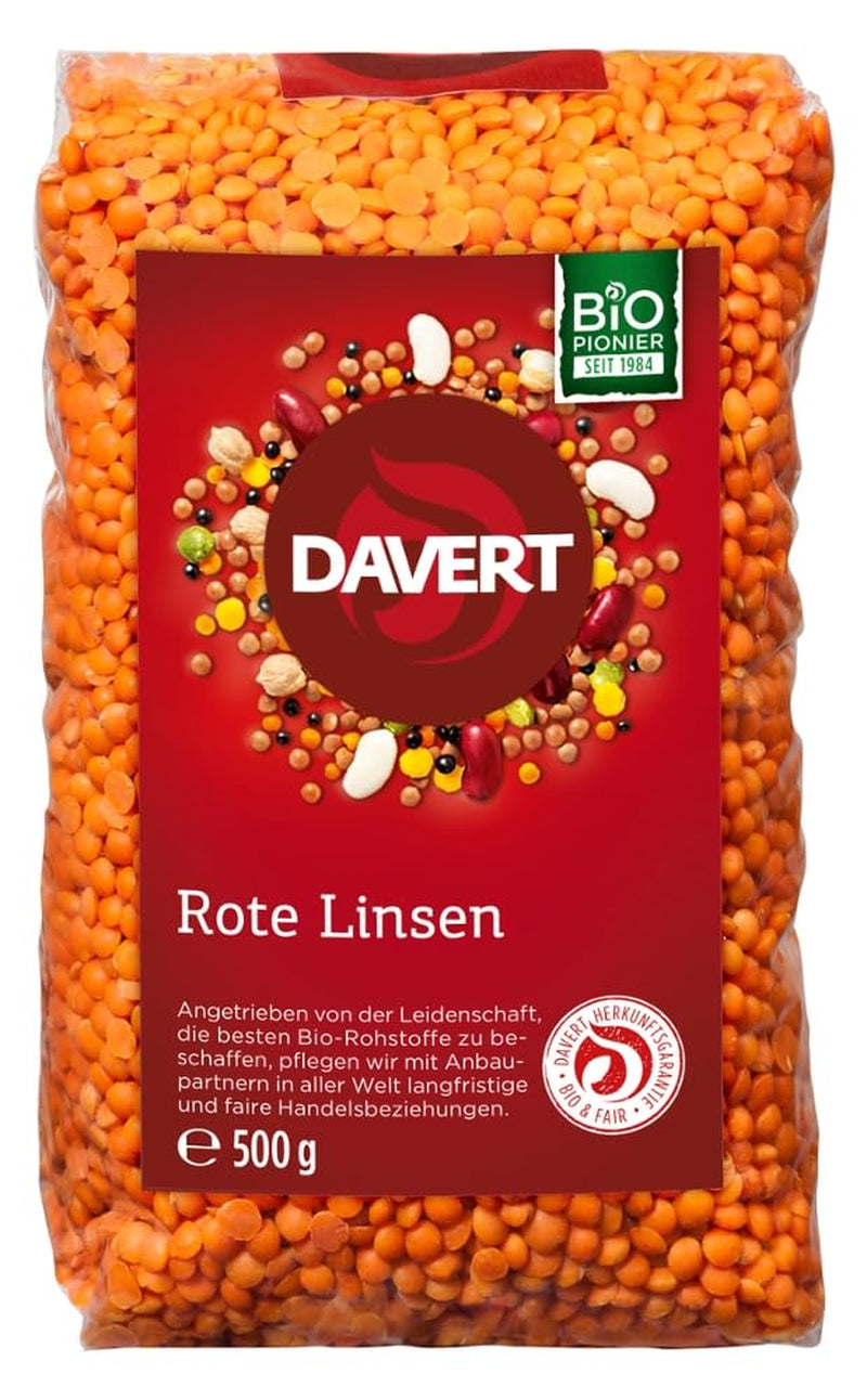 Davert ganze rote Linsen (1 x 500 g) - Bio