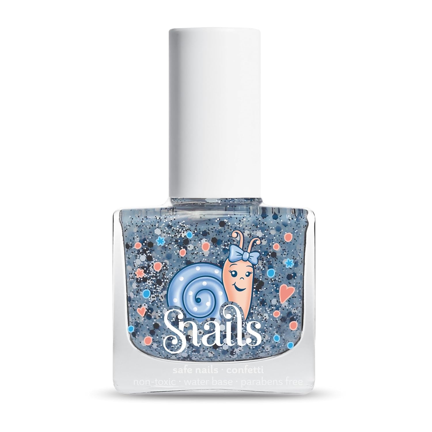 Snails 516202 Top Coat Confetti Blue Baby-Nagellack, auf Wasserbasis, waschbar, sicher, vegan