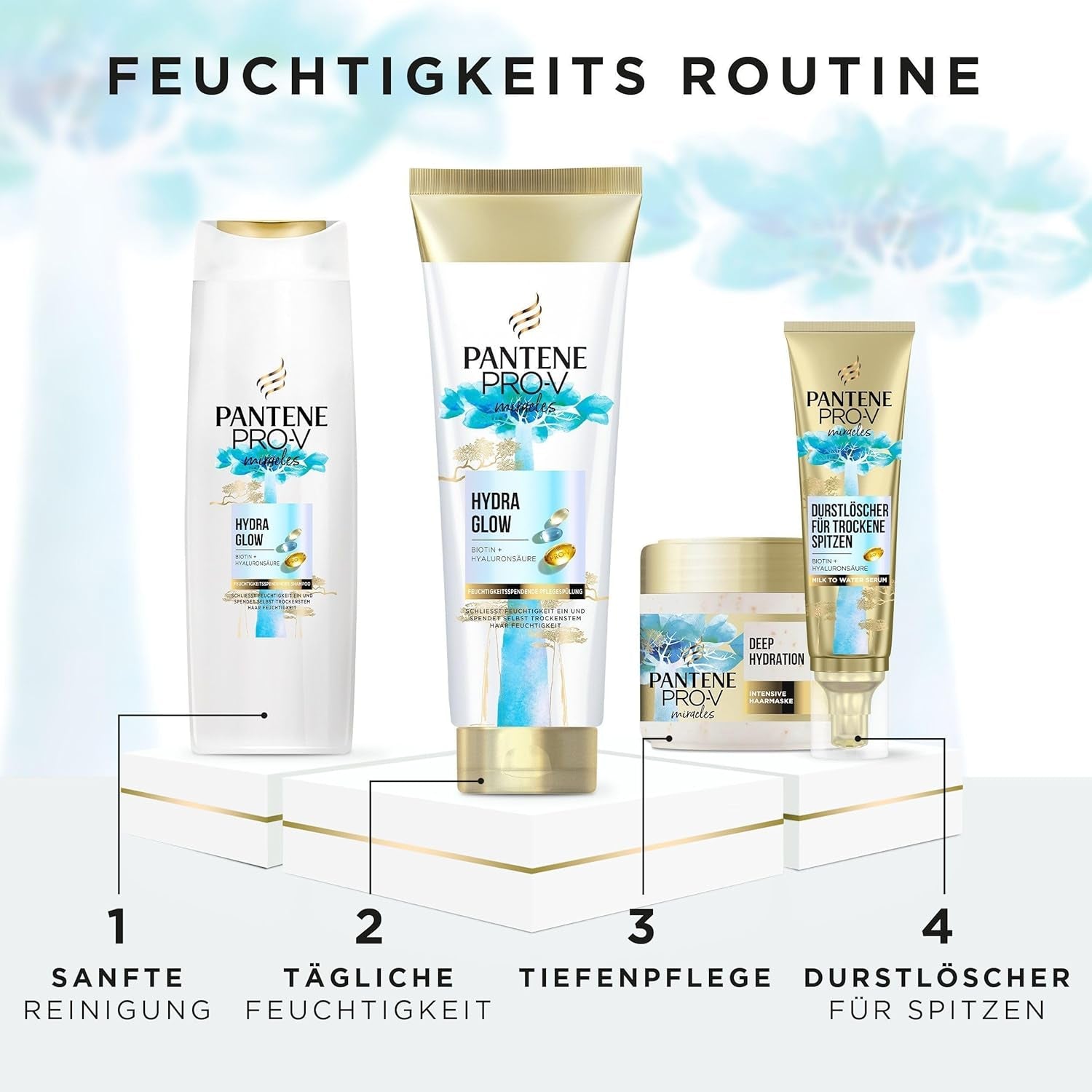 Pantene Pro-V Hydra Glow Feuchtigkeitsspendendes Shampoo mit Biotin für trockenes, strapaziertes Haar Pantene Dusche & Bad