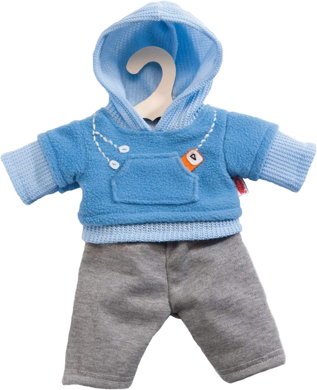 Heless 2240 - Jogginganzug für Puppen, 2-teilig, in den Farbvarianten Blau oder Pink, 1 von 2 Designs (optional), Größe 35 - 45 cm
