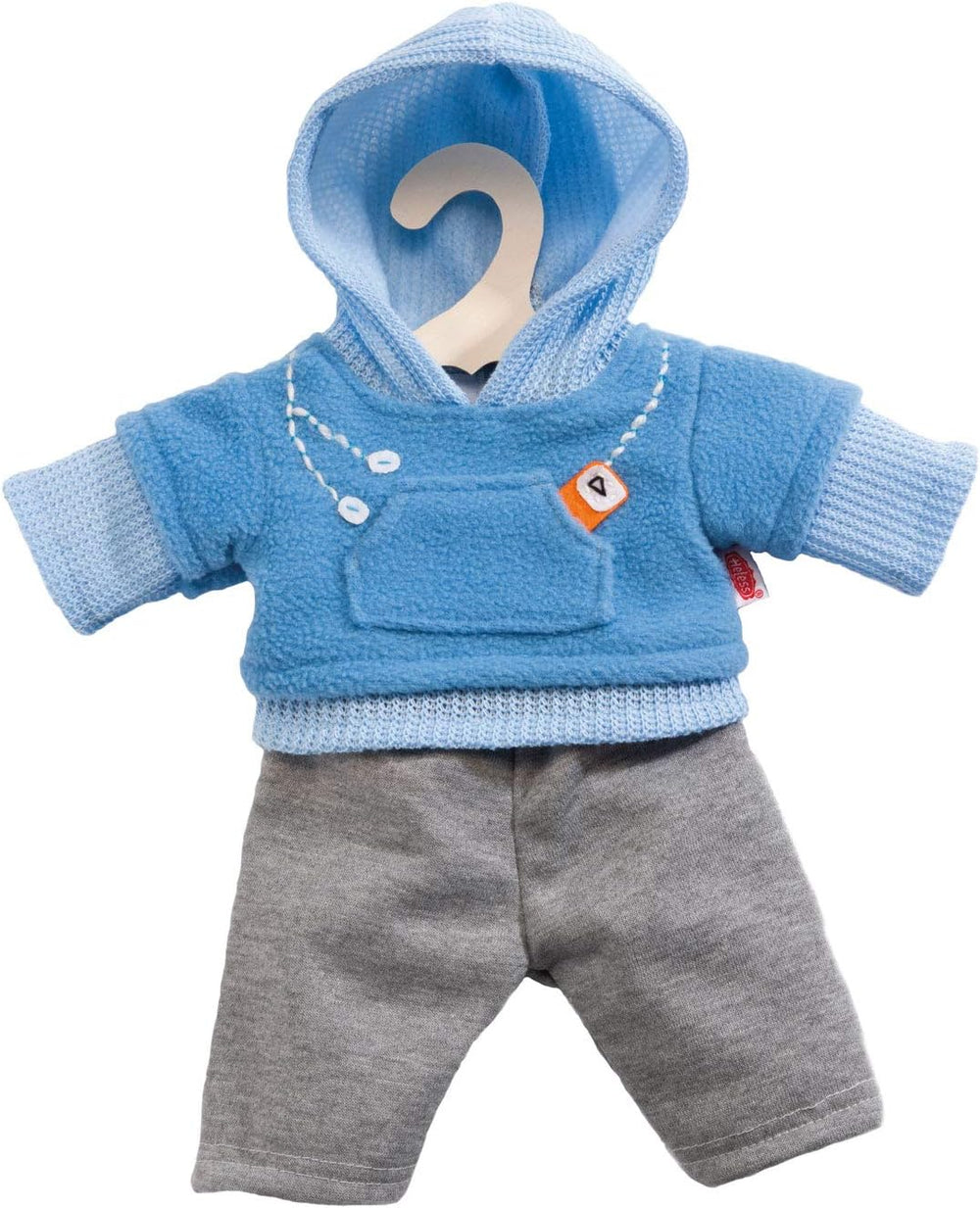 Heless 2240 - Jogginganzug für Puppen, 2-teilig, in den Farbvarianten Blau oder Pink, 1 von 2 Designs (optional), Größe 35 - 45 cm