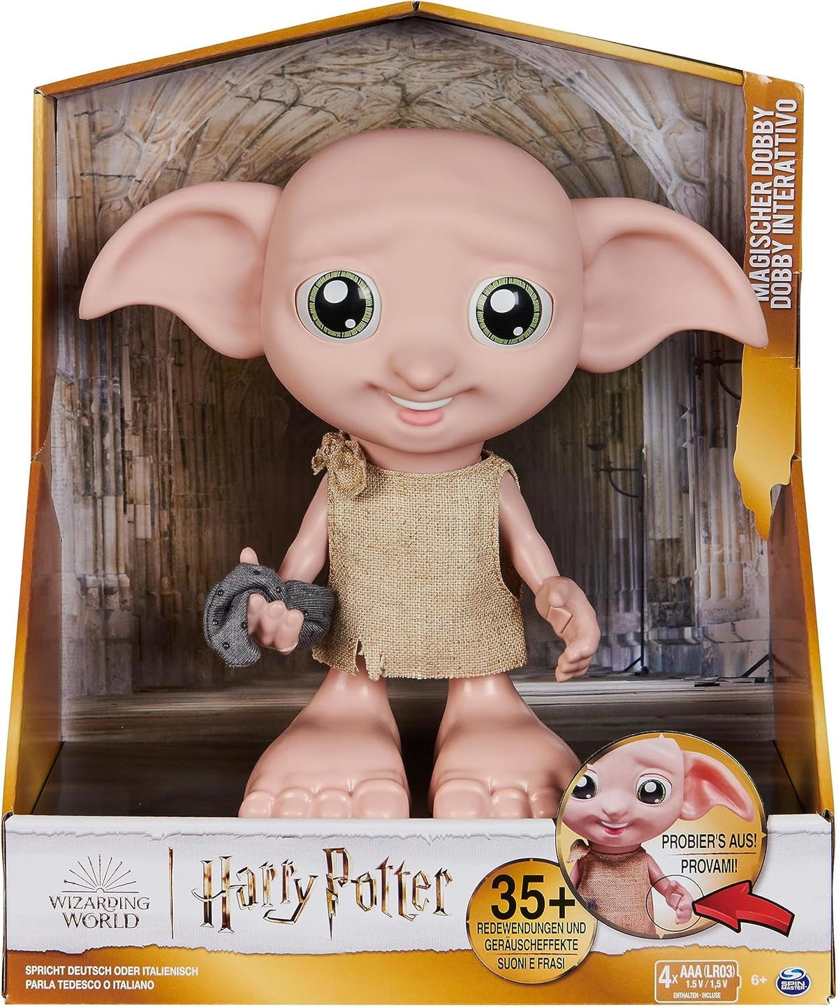 Wizarding World Harry Potter – Dobby Hauself, interaktive Puppe mit über 30 Geräuschen, Sätzen und Bewegungen, Deutsch-Italienisch, Spielzeug für 6 Jahre, Fanartikel-Puppen Naty Shop Standardtitel