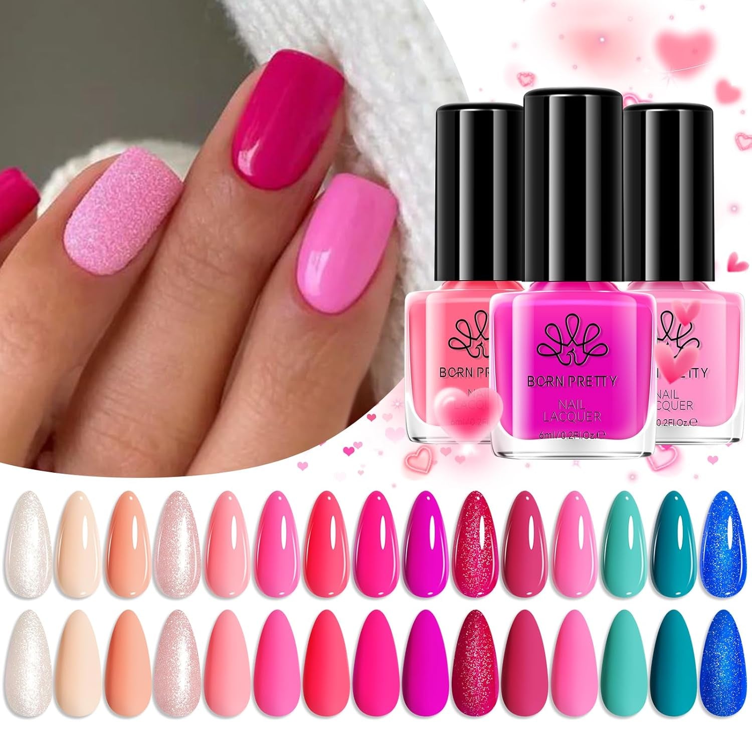 Born Pretty Glitzer-Nagellack, Rainbow Shining Glitter Super Shine Black Nail Art Nagellack