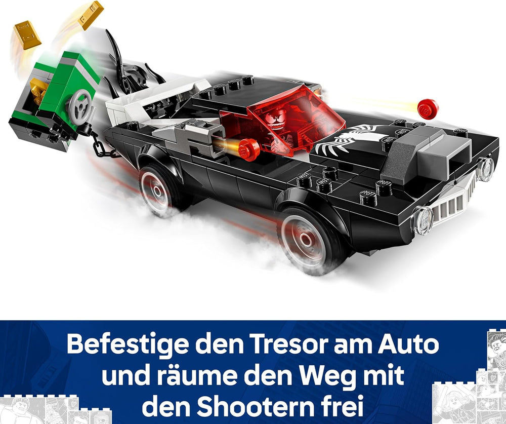 LEGO | Marvel Spider-Man Mech Vs. Venom Muscle Car – Auto Spielzeug mit 3 Superhelden Minifiguren – Modellauto mit Shootern – Geschenk für Jungen und Mädchen ab 7 Jahren 76309