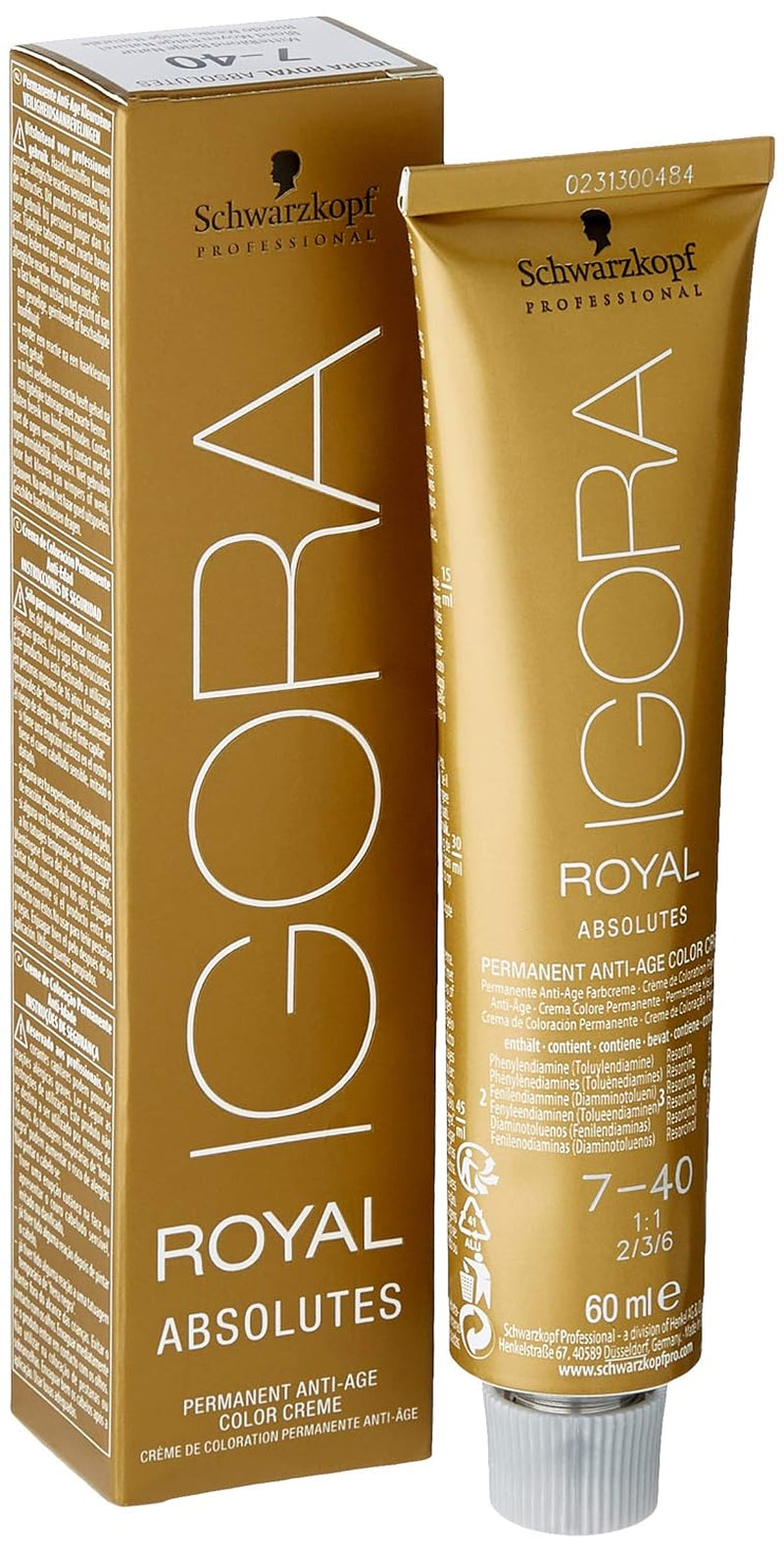 Igora Royal Absolute Age Blend Culoare de păr, 7-560 Blond mediu auriu ciocolată, 60 ml Vopsea pentru par Naty Shop 7-40 Blond mediu Bej Natural 1 G (1 pachet)