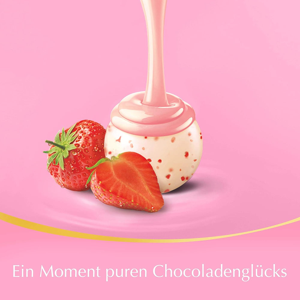 Schokoladenmischung LINDOR | 1371 g | Ca. 109 Kugeln: Milchschokolade und LINDOR-Kugeln mit Erdbeercreme | 1 kg Beutel, ca. 80 Schokokugeln weiße Schokolade mit Erdbeercreme