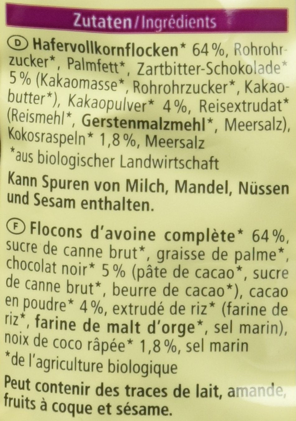 Knusprige Haferkekse mit Bio-Schokolade, 375g