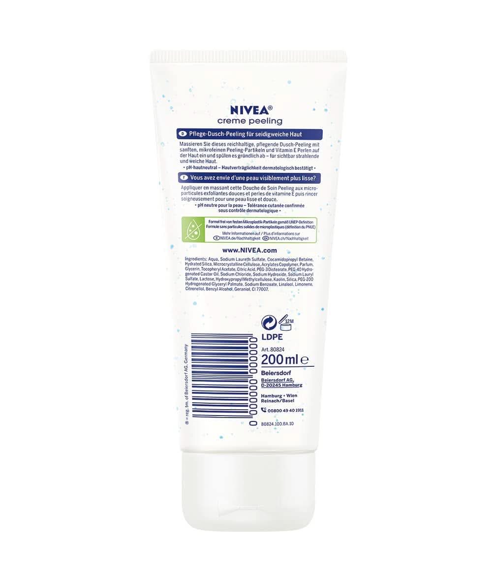 NIVEA Creme Peeling, pflegendes Körperpeeling mit feinen Partikeln und Vitamin E, 200 ml Dusche und Bad Naty Shop