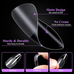 Becellen 500 bucăți vârfuri unghii artificiale, vârfuri unghii cu gel moale, acoperire completă, vârfuri pentru unghii cu gel, unghii artificiale pre-lustruite, set unghii cu lipici pentru nail art DIY (migdale)