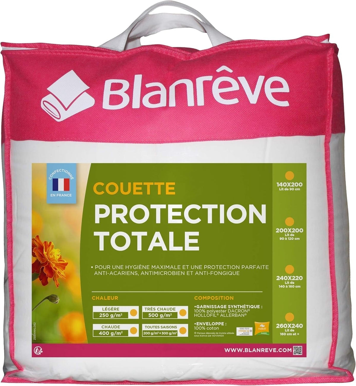 Blanrève Cthalvd011420 Copertă de plapumă Hollofil Allerban bumbac cald alb 140 X 200 cm Plapumi si pilote Naty Shop 140 X 200 Cm