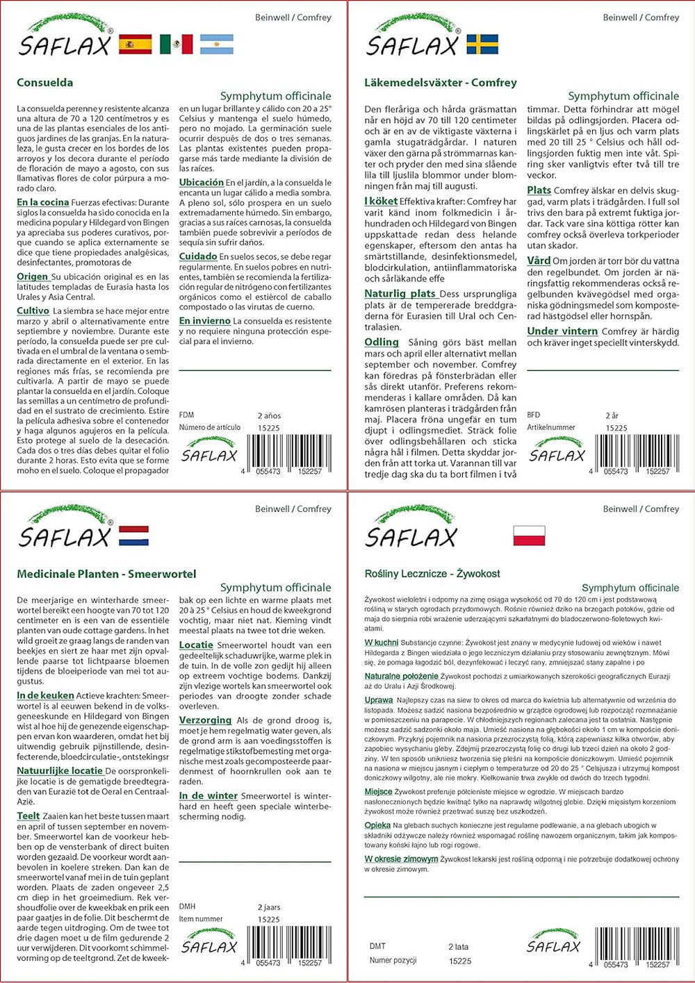 SAFLAX - Heilpflanzen - Beinwell - 15 Samen - Mit Keimfreiem Anzuchtsubstrat - Symphytum Officinale