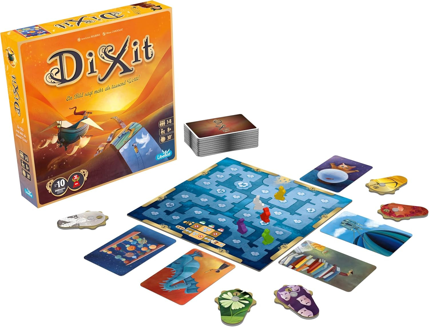 Asmodee, Dixit, versiune germană, joc de bază, O imagine valorează cât o mie de cuvinte, joc creativ de familie pentru 3-8 jucători cu vârsta de 8 ani și peste, Jocul anului 2010 cu o durată de joc de 30 de minute