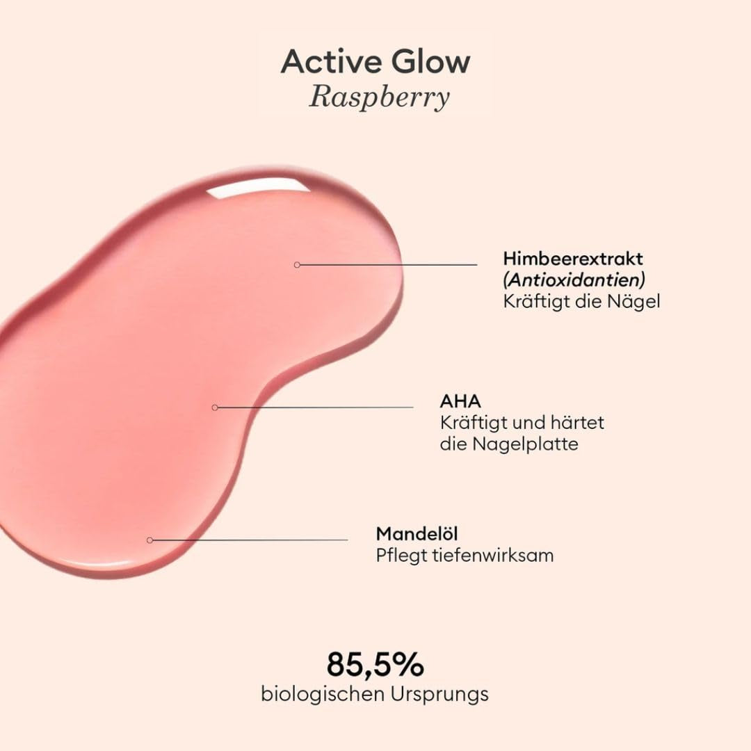 MANUCUIST Nail Care Repair Active Glow Raspberry (Pink) Biobasiert: Süße Mandel, Himbeere, pflegender und glänzender Nagellack, transparenter Pink-Effekt – Nude-Nagellack