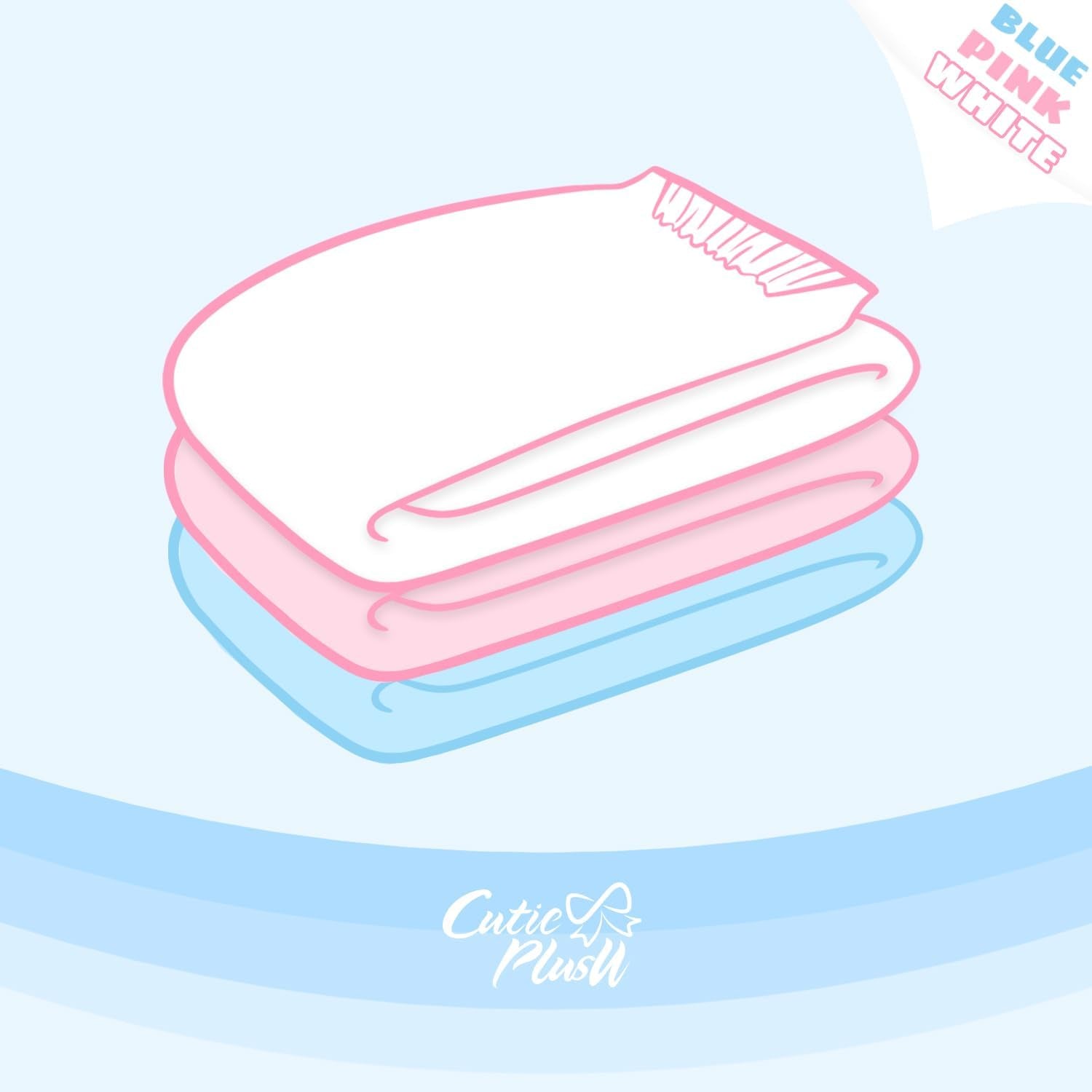 CutiePlusU Windeln für Erwachsene, trockene Oberfläche, maximale Saugfähigkeit über Nacht, Einweg-Inkontinenzwindel – Blau, Rosa, Weiß, 3er-Pack (Mittel 71–96 cm)