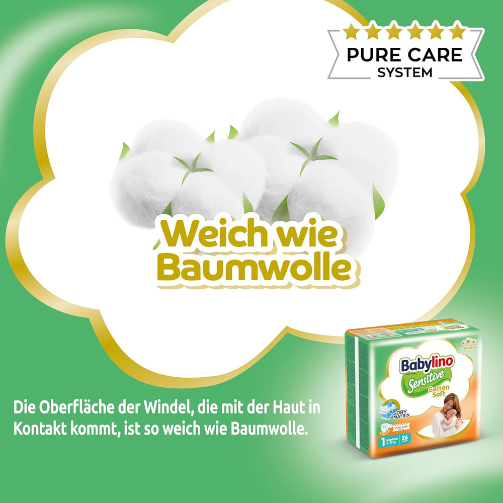 Sensitive Babywindeln, Größe 1, Neugeborene (2-5 kg), 26 Stück