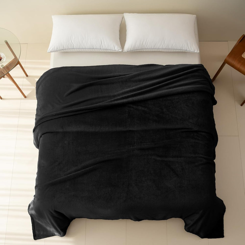 Gemütliche Decke, flauschige Fleecedecke, 130 x 150 cm, Bettdecken, Couchdecke, große weiche Decken und Überwürfe für Erwachsene, Sofaüberwürfe, warm, maschinenwaschbar, schwarze Betten und Decken, Good Nite