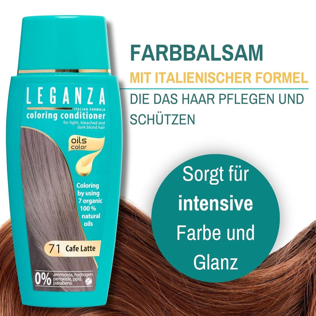 Leganza Natural Balm Hair Dye Colour 71 Café Latte | Vopsea de păr fără amoniac | Îmbogățită cu 7 uleiuri naturale | 150 ml Vopsea pentru par Naty Shop