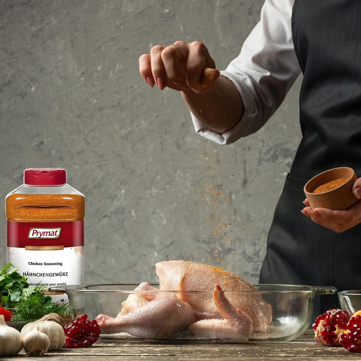 Prymat Hähnchengewürz 1100g, Gewürzmischung für Hähnchen, Truthahn, Ente, Gans, Grillgewürze, Marinade für Fleisch im Streuer