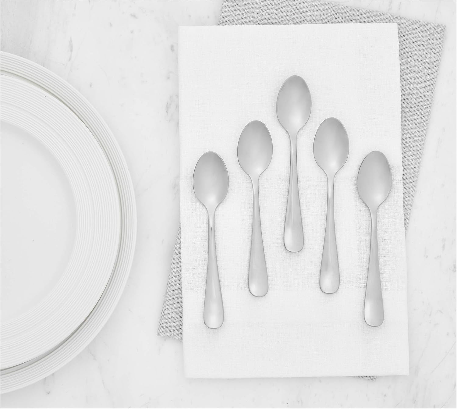 Lingură de cafea din oțel inoxidabil, design cu margini rotunde, pachet de 12, argintiu Bucatarie Naty Shop