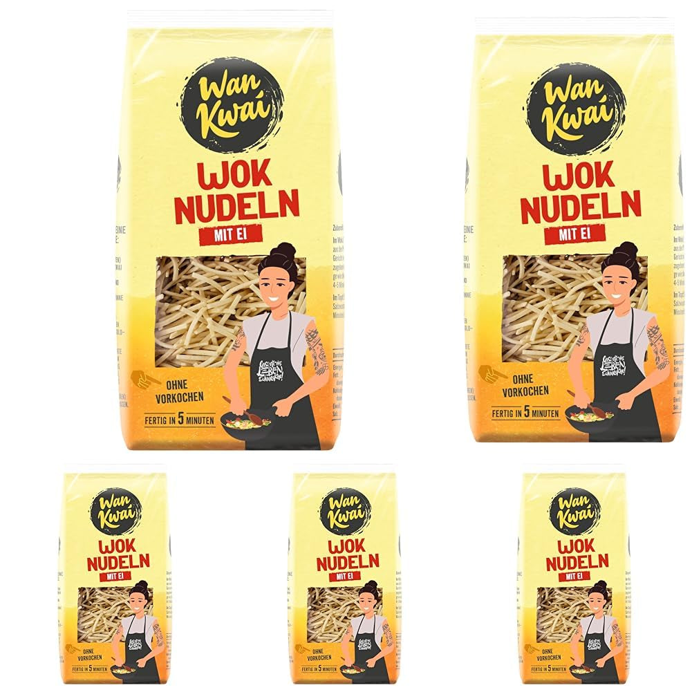 Wan Kwai Wok-Nudeln 250g: Frittierte Köstlichkeiten mit echten Eiern, im Handumdrehen zubereitet für köstliche Pfannengerichte. Einfach, lecker, asiatisch! (5 Stück)