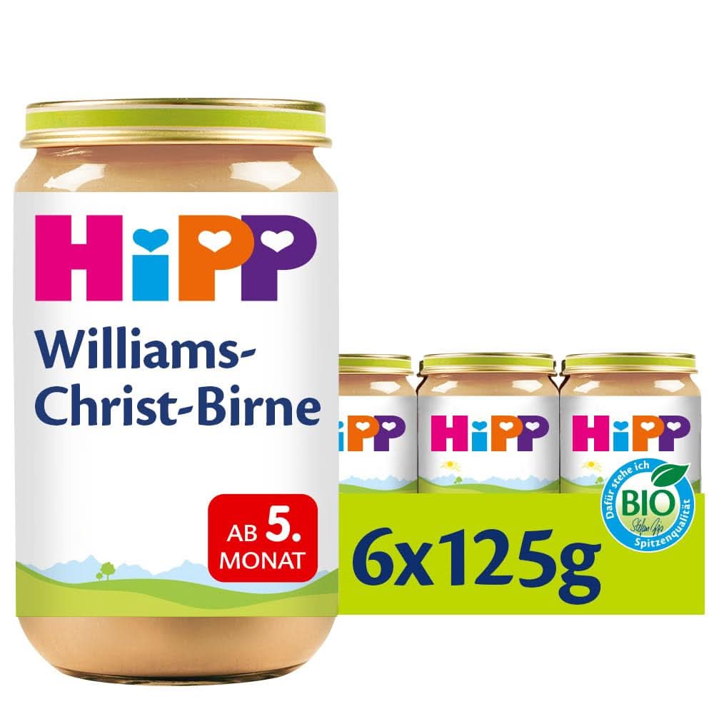 Hipp Fruits, Williams-Christ-Birnen, 6er-Pack (6 x 125 g) Mutter und Kind Naty Shop