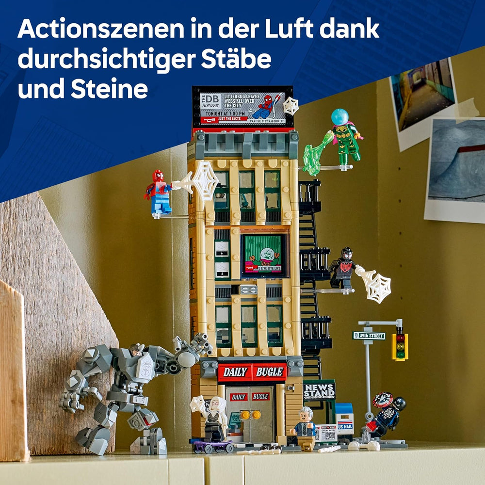 LEGO | Marvel Spider-Man vs. Mysterio: Daily Bugle – Superhelden Spielzeug mit Mech Actionfigur und 7 Minifiguren – Kinder Geschenk für Jungen ab 10 Jahren, Mädchen und Fans – 76342