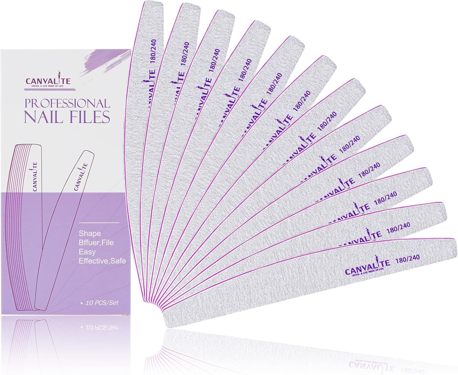 10 Stück Professionelle Nagelfeilen Doppelseitig (100/180 Körnung) Nagelwerkzeug, Haustierpflege Für Zuhause Und Salon Verwendbar