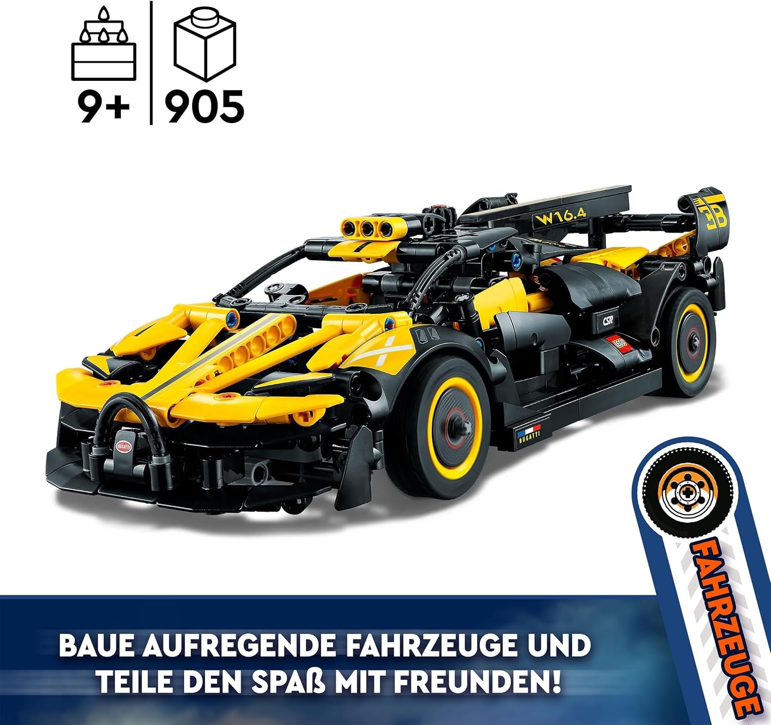LEGO Technic Bugatti Rennwagen, Automodellbausatz, Sportwagenspielzeug, kultiges Sammlerauto-Set, Bauspielzeug ab 9 Jahren 42151 Bausätze Besuchen Sie den LEGO-Store