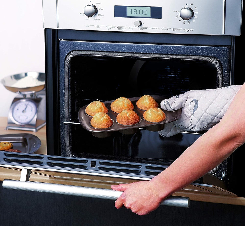 Pyrex BANDEJA 6 MAGDALENAS ASYMETRIA PX Muffinförmchen, Metall, Bunt, 6 Magdalena-Formen und Backbleche Naty Shop