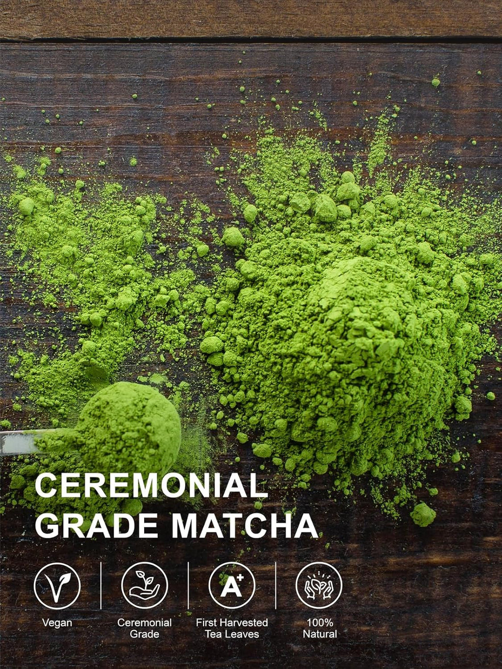 Teelux Matcha pulbere de ceai verde de ceremonie 100 g, vegan, pulbere de ceai verde Matcha premium vibrant, 100% frunze de ceai pure măcinate cu piatră, prima recoltă