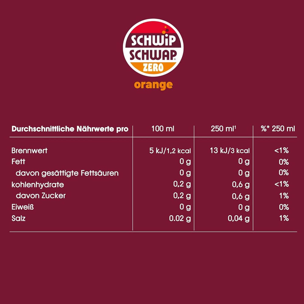 Schwip Schwap Zero Orange, Erfrischungsgetränk mit Orangengeschmack, Set 6 x 1,25 Liter Alkoholfreie Getränke Naty Shop