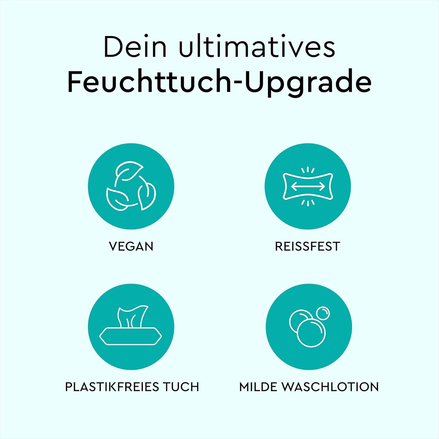 LILLYDOO Feuchttücher, 50 Stück, 100 % plastikfrei, extragroß, geruchsneutral