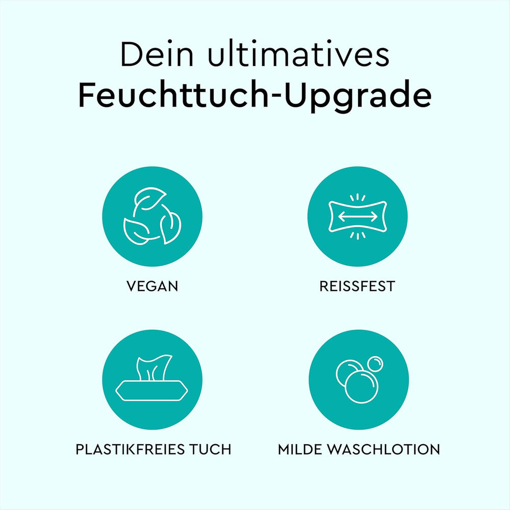 LILLYDOO Feuchttücher, 50 Stück, 100 % plastikfrei, extragroß, geruchsneutral